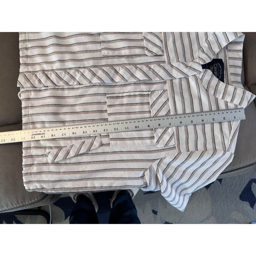 Cavallini Original White Striped Cotton Utility Cardigan Jacket Size L - Picture 6 of 7